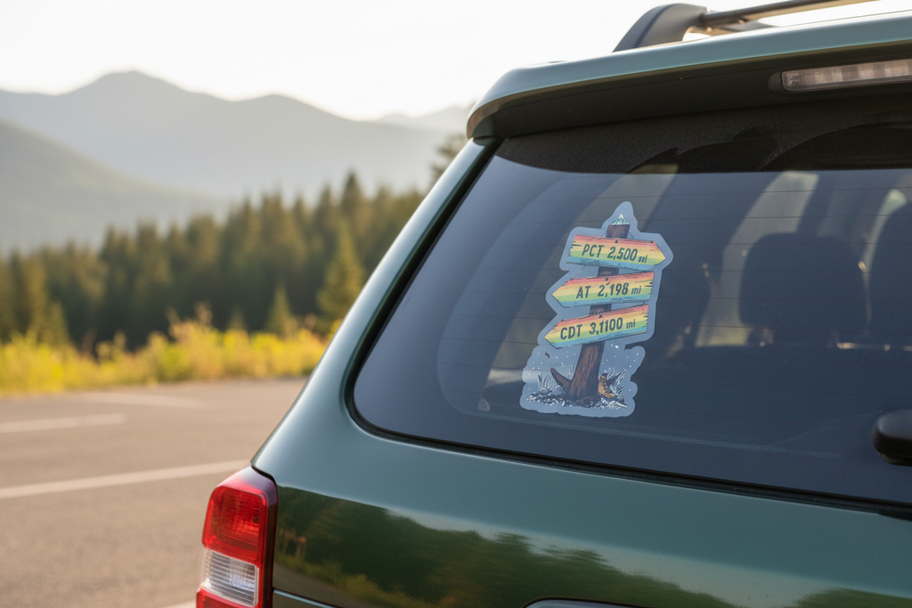 Queer Hiker Trail Marker Sticker | PCT AT CDT Pride Gradient | LGBTQ Hiking Sticker for Water Bottle or Laptop