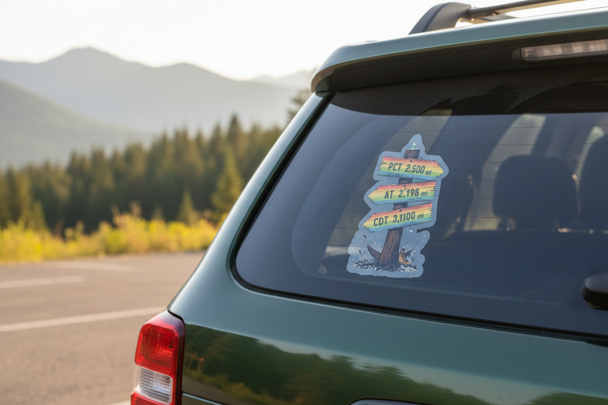Queer Hiker Trail Marker Sticker | PCT AT CDT Pride Gradient | LGBTQ Hiking Sticker for Water Bottle or Laptop