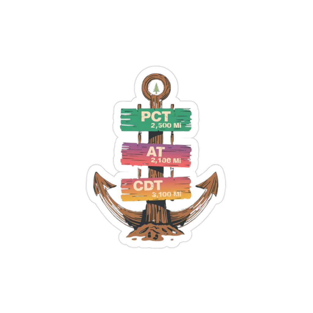 Decorative sticker with wooden sign design and text on a white background