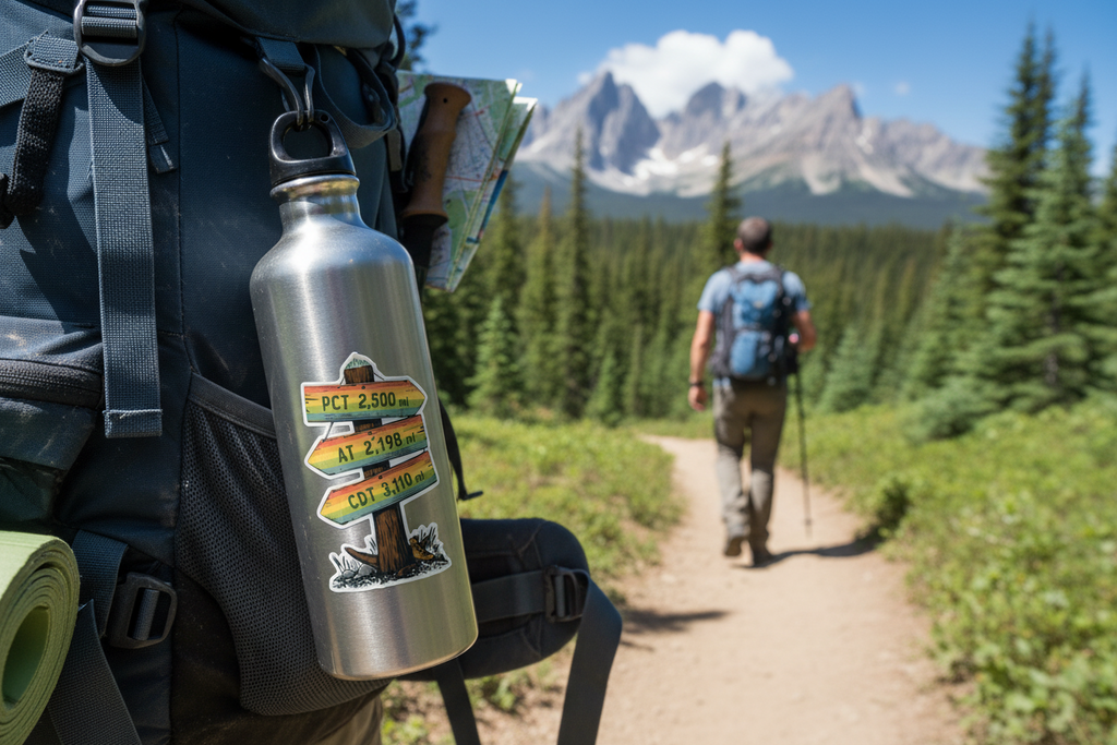 Queer Hiker Trail Marker Sticker | PCT AT CDT Pride Gradient | LGBTQ Hiking Sticker for Water Bottle or Laptop