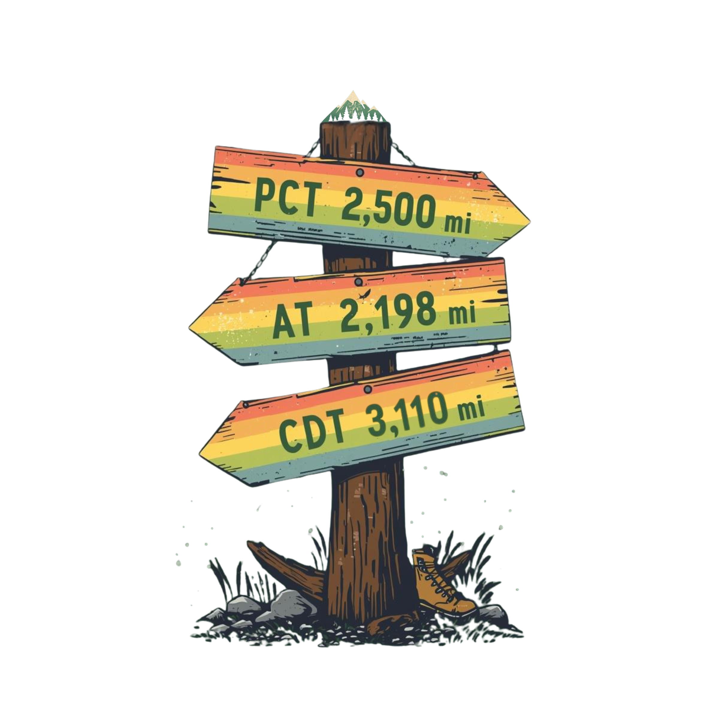 Queer Hiker Trail Marker Sticker | PCT AT CDT Pride Gradient | LGBTQ Hiking Sticker for Water Bottle or Laptop